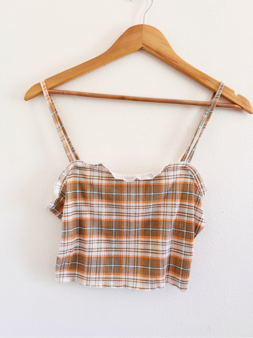 bp Orange Cream & Brown Plaid Cropped Camisole small